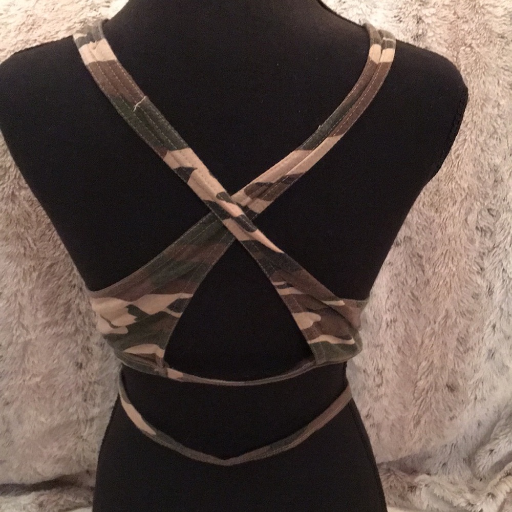 HAODUOYI Tan and Brown Fitted Crop Tank Top - Picture 3 of 10